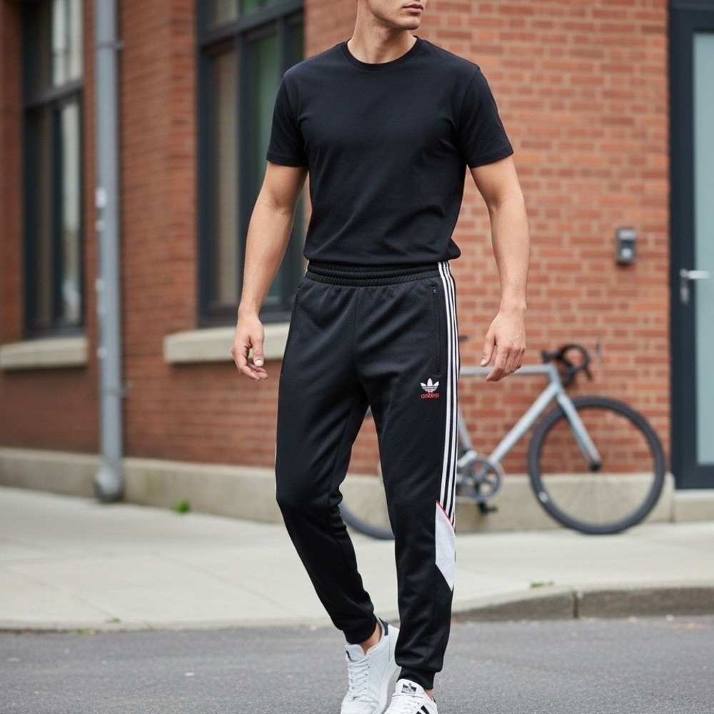 Adidas Track Pants Mens Sz S Blck Reflective Stripes Running Training Activewear
